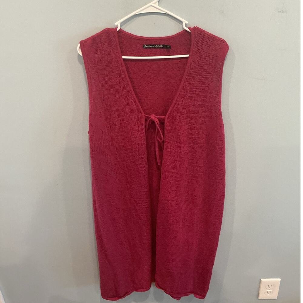 Gudrun Sjoden Womens Knit Duster Vest XL Organic Cotton Lagenlook Lagom Boho
